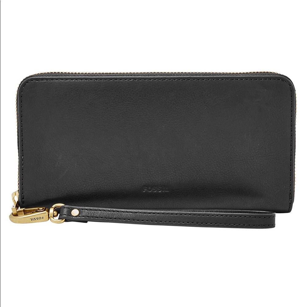 Black fssil wallet leather nwt